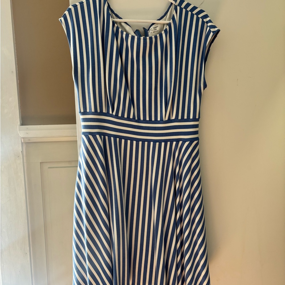 Kate Spade Navy and White Striped Midi Dress